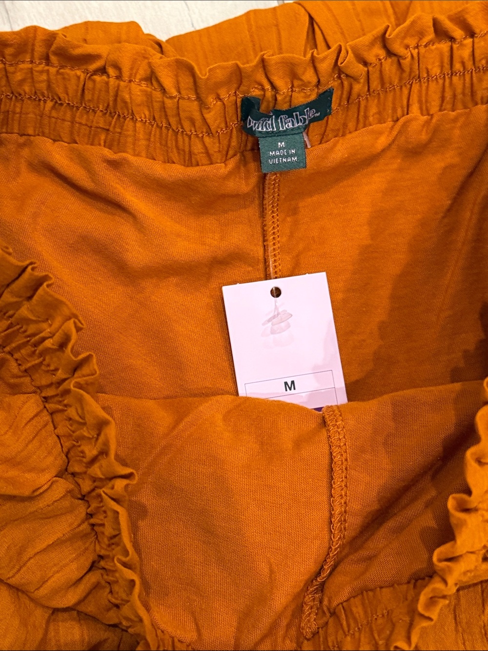 NWT wild fable Cotton Tiered Lace-Trim Mini Skirt in Burnt Orange - Picture 4 of 10